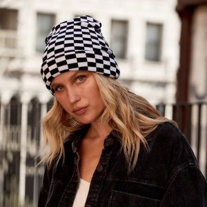 Barker Black & White Checkered Beanie from 12th Tribe